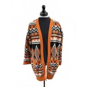 Boho Tribal Aztec Print Cardigan Size Large